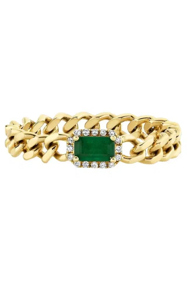 SHAY JEWELRY Emerald Rectangle Baby Link Ring