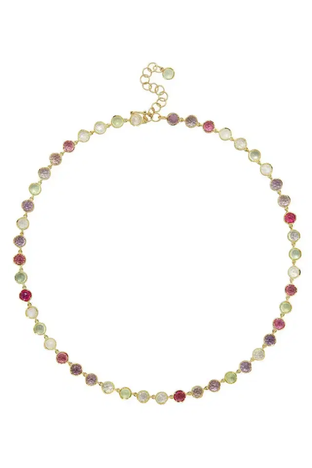 IRENE NEUWIRTH JEWELRY Prehnite Pink Tourmaline Small Classic Link Necklace