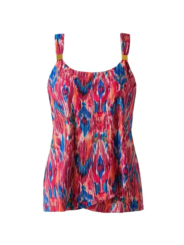 Women's Ikat Dorado Dazzle Printed Tankini Top