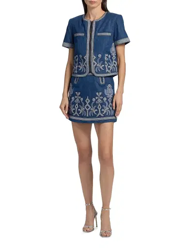 Ramy Brook Women's Anastasia Embroidered Denim Miniskirt | Thumbnail 2 Ramy Brook Women's Anastasia Embroidered Denim Miniskirt | Thumbnail 2