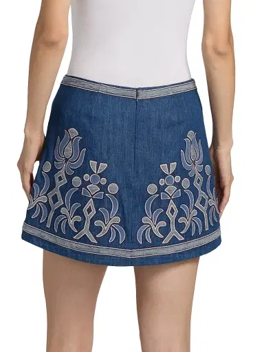 Ramy Brook Women's Anastasia Embroidered Denim Miniskirt | Thumbnail 5 Ramy Brook Women's Anastasia Embroidered Denim Miniskirt | Thumbnail 5