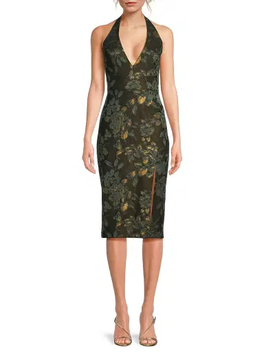 Aidan Mattox Women's Metallic Jacquard Halter Midi-Dress - Cool Mint | Thumbnail 3 Aidan Mattox Women's Metallic Jacquard Halter Midi-Dress - Cool Mint | Thumbnail 3