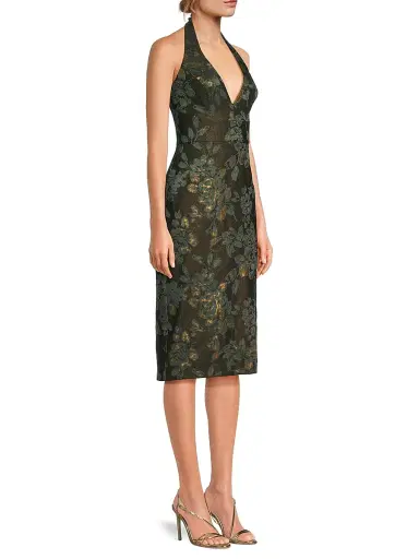 Aidan Mattox Women's Metallic Jacquard Halter Midi-Dress - Cool Mint | Thumbnail 4 Aidan Mattox Women's Metallic Jacquard Halter Midi-Dress - Cool Mint | Thumbnail 4