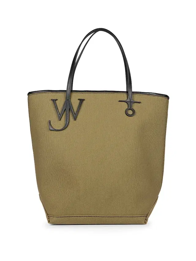 JW Anderson Women's Tall Anchor Logo Cotton Tote Bag - Khaki Black