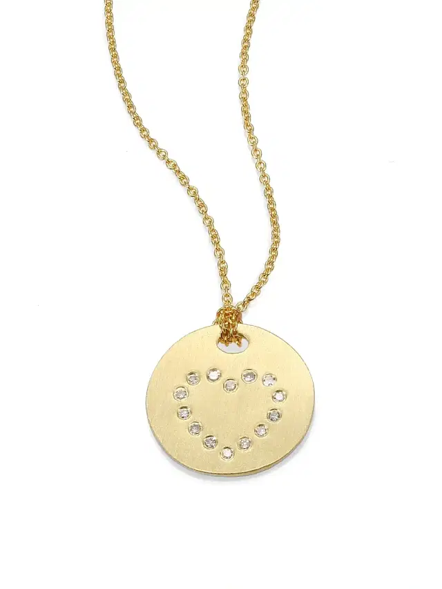 Tiny Treasures 18K Yellow Gold & Diamond Heart Disc Pendant Necklace - Gold