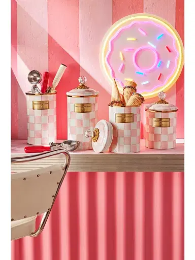 MacKenzie-Childs Small Rosy Check Enamel Canister Large | Thumbnail 4 MacKenzie-Childs Small Rosy Check Enamel Canister Large | Thumbnail 4