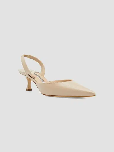 Manolo Blahnik Women's Carolyne 50MM Patent Leather Slingback Pumps - Light Beige - Size 12 | Thumbnail 3 Manolo Blahnik Women's Carolyne 50MM Patent Leather Slingback Pumps - Light Beige - Size 12 | Thumbnail 3