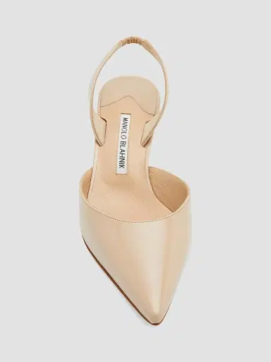Manolo Blahnik Women's Carolyne 50MM Patent Leather Slingback Pumps - Light Beige - Size 12 | Thumbnail 5 Manolo Blahnik Women's Carolyne 50MM Patent Leather Slingback Pumps - Light Beige - Size 12 | Thumbnail 5