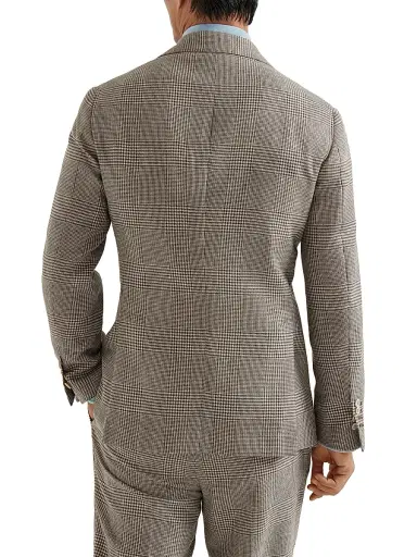 Brunello Cucinelli Men's Virgin Wool, Silk and Linen Prince of Wales Deconstructed Cavallo Blazer - Light Brown - Size 36 | Thumbnail 3 Brunello Cucinelli Men's Virgin Wool, Silk and Linen Prince of Wales Deconstructed Cavallo Blazer - Light Brown - Size 36 | Thumbnail 3