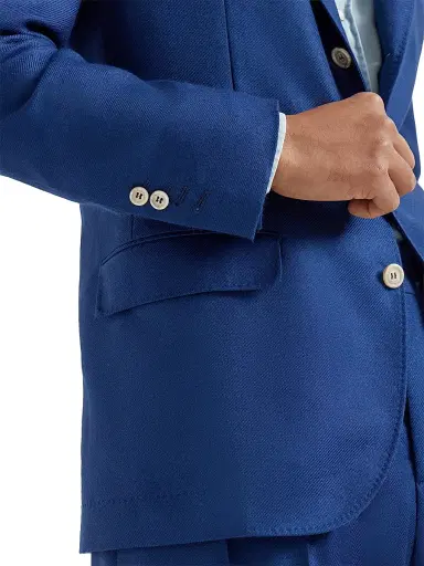 Brunello Cucinelli Men's Cashmere and Silk Diagonal Deconstructed Blazer with Peak Lapels - Avio Blue - Size 44 | Thumbnail 4 Brunello Cucinelli Men's Cashmere and Silk Diagonal Deconstructed Blazer with Peak Lapels - Avio Blue - Size 44 | Thumbnail 4