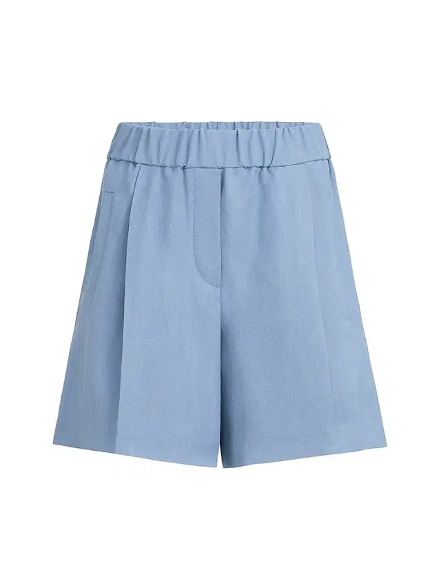 Brunello Cucinelli Women's Viscose and Linen Fluid Twill Baggy Shorts - Azure