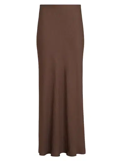 Brunello Cucinelli Women's Viscose and Linen Twill Fluid Bias Cut Skirt - Cocoa - Size 6 | Thumbnail 1