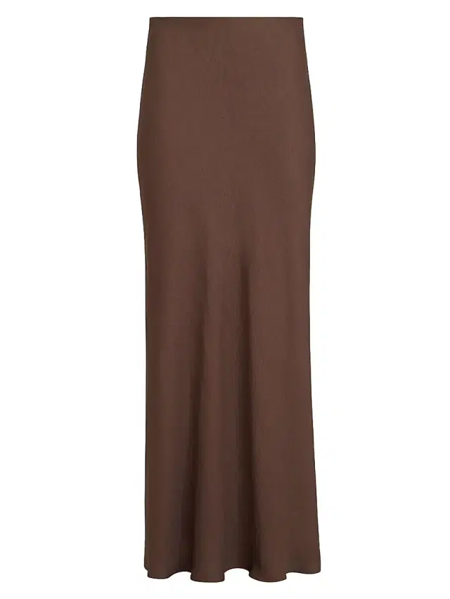 Brunello Cucinelli Women's Viscose and Linen Twill Fluid Bias Cut Skirt - Cocoa
