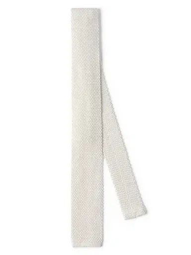 Brunello Cucinelli Men's Silk Knit Tie - White | Thumbnail 1 Brunello Cucinelli Men's Silk Knit Tie - White | Thumbnail 1