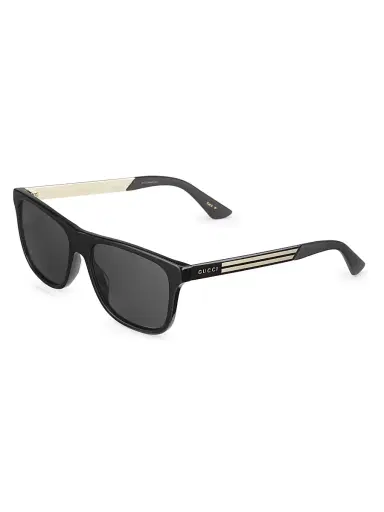 Gucci Men's 57MM Rectangular Sunglasses - Black | Thumbnail 2