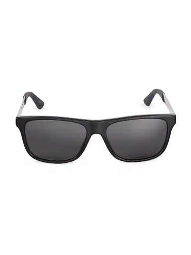 Gucci Men's 57MM Rectangular Sunglasses - Black | Thumbnail 1