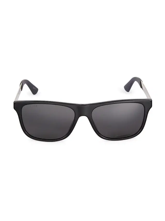 Men's 57MM Rectangular Sunglasses - Black