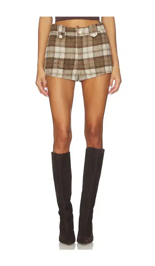 Understated Leather Plaid Western Short