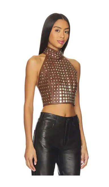 Understated Leather Studded Top | Thumbnail 2