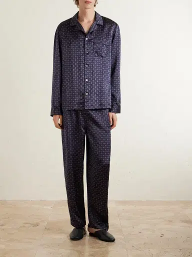 Derek Rose Brindisi 127 Camp-Collar Printed Silk-Satin Pyjama Set - Men | Thumbnail 2 Derek Rose Brindisi 127 Camp-Collar Printed Silk-Satin Pyjama Set - Men | Thumbnail 2