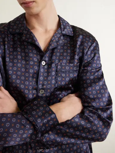 Derek Rose Brindisi 127 Camp-Collar Printed Silk-Satin Pyjama Set - Men | Thumbnail 4 Derek Rose Brindisi 127 Camp-Collar Printed Silk-Satin Pyjama Set - Men | Thumbnail 4