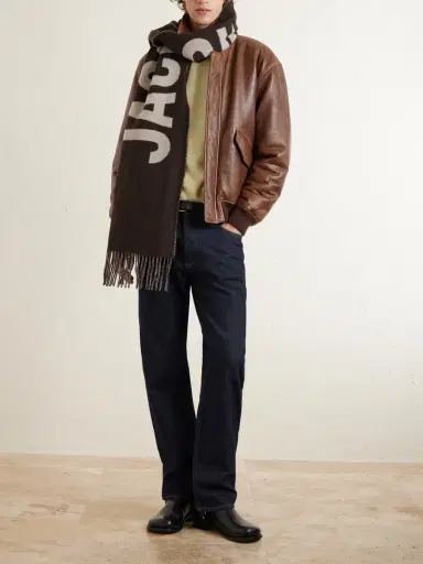 Jacquemus Logo-Print Fringed Wool Scarf - Men | Thumbnail 2 Jacquemus Logo-Print Fringed Wool Scarf - Men | Thumbnail 2