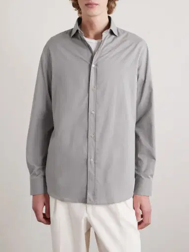 Brunello Cucinelli Cutaway-Collar Cotton Shirt - Men | Thumbnail 3