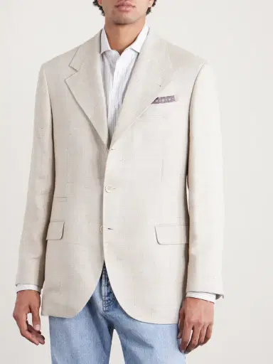Brunello Cucinelli Silk, Linen and Wool-Blend Blazer - Men | Thumbnail 3 Brunello Cucinelli Silk, Linen and Wool-Blend Blazer - Men | Thumbnail 3