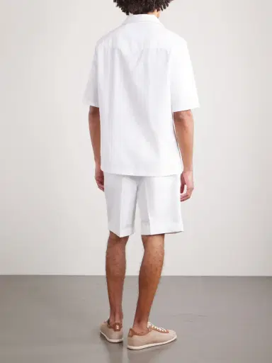 Brunello Cucinelli Camp-Collar Textured-Cotton Shirt - Men | Thumbnail 3