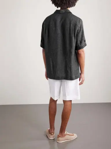 Brunello Cucinelli Camp-Collar Linen Shirt - Men | Thumbnail 4