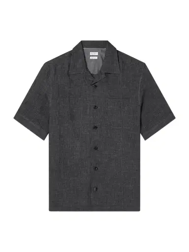 Brunello Cucinelli Camp-Collar Linen Shirt - Men | Thumbnail 1