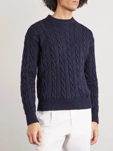 dunhill Cable-Knit Cotton Sweater - Men | Thumbnail 3 dunhill Cable-Knit Cotton Sweater - Men | Thumbnail 3