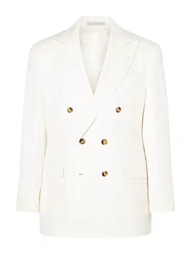Brunello Cucinelli Double-Breasted Silk and Linen-Blend Blazer - Men | Thumbnail 1 Brunello Cucinelli Double-Breasted Silk and Linen-Blend Blazer - Men | Thumbnail 1