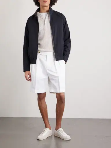 Brunello Cucinelli Wide-Leg Pleated Cotton and Linen-Blend Bermuda Shorts - Men | Thumbnail 2 Brunello Cucinelli Wide-Leg Pleated Cotton and Linen-Blend Bermuda Shorts - Men | Thumbnail 2