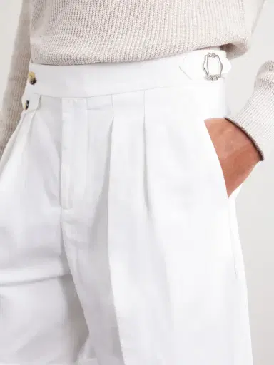 Brunello Cucinelli Wide-Leg Pleated Cotton and Linen-Blend Bermuda Shorts - Men | Thumbnail 5 Brunello Cucinelli Wide-Leg Pleated Cotton and Linen-Blend Bermuda Shorts - Men | Thumbnail 5