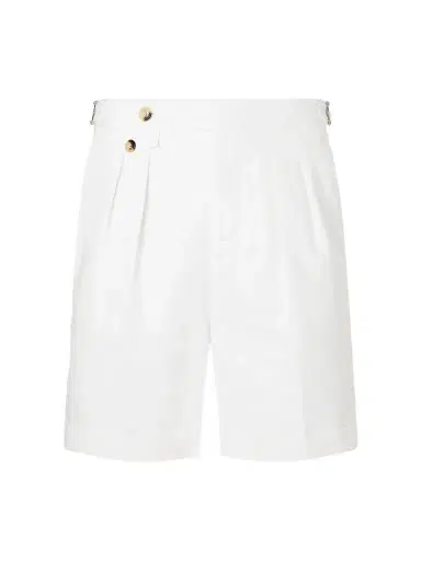 Brunello Cucinelli Wide-Leg Pleated Cotton and Linen-Blend Bermuda Shorts - Men | Thumbnail 1 Brunello Cucinelli Wide-Leg Pleated Cotton and Linen-Blend Bermuda Shorts - Men | Thumbnail 1