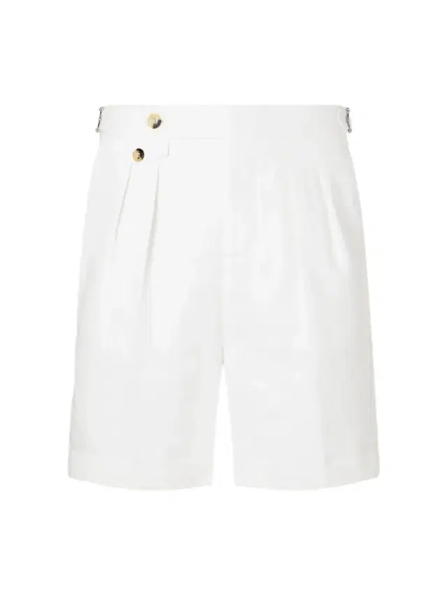Brunello Cucinelli Wide-Leg Pleated Cotton and Linen-Blend Bermuda Shorts - Men