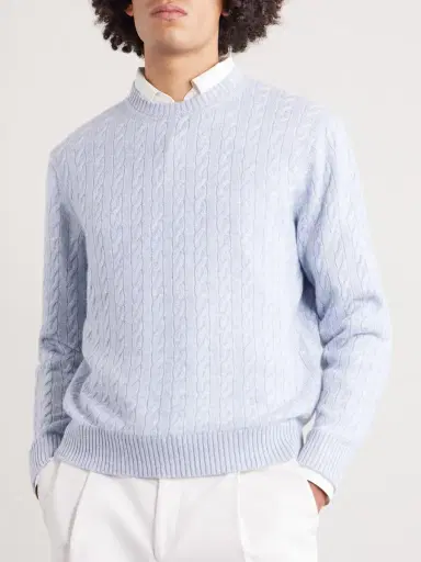 dunhill Cable-Knit Cashmere and Linen-Blend Sweater - Men | Thumbnail 3 dunhill Cable-Knit Cashmere and Linen-Blend Sweater - Men | Thumbnail 3