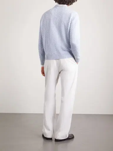 dunhill Cable-Knit Cashmere and Linen-Blend Sweater - Men | Thumbnail 4 dunhill Cable-Knit Cashmere and Linen-Blend Sweater - Men | Thumbnail 4