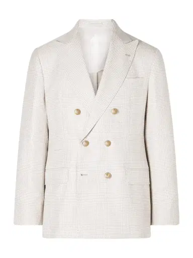 Brunello Cucinelli Double-Breasted Prince of Wales Checked Wool-Blend Blazer - Men | Thumbnail 1 Brunello Cucinelli Double-Breasted Prince of Wales Checked Wool-Blend Blazer - Men | Thumbnail 1