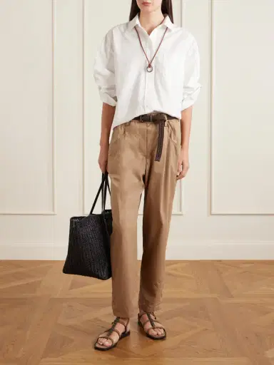 Brunello Cucinelli Cotton-voile Tapered Pants | Thumbnail 2 Brunello Cucinelli Cotton-voile Tapered Pants | Thumbnail 2
