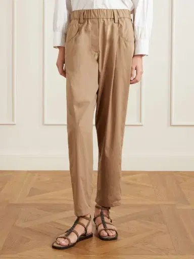 Brunello Cucinelli Cotton-voile Tapered Pants | Thumbnail 3 Brunello Cucinelli Cotton-voile Tapered Pants | Thumbnail 3