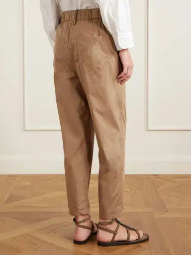 Brunello Cucinelli Cotton-voile Tapered Pants | Thumbnail 4 Brunello Cucinelli Cotton-voile Tapered Pants | Thumbnail 4