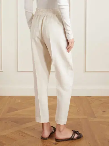 Brunello Cucinelli Cropped Woven Tapered Pants | Thumbnail 4
