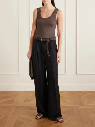 Brunello Cucinelli Pleated Woven Wide-leg Pants | Thumbnail 2 Brunello Cucinelli Pleated Woven Wide-leg Pants | Thumbnail 2