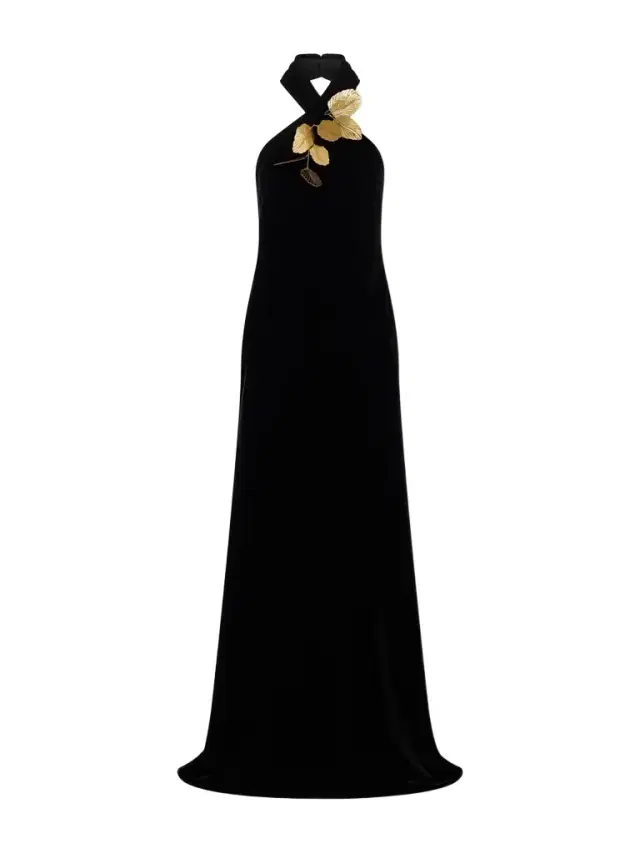Embellished Velvet Halterneck Gown
