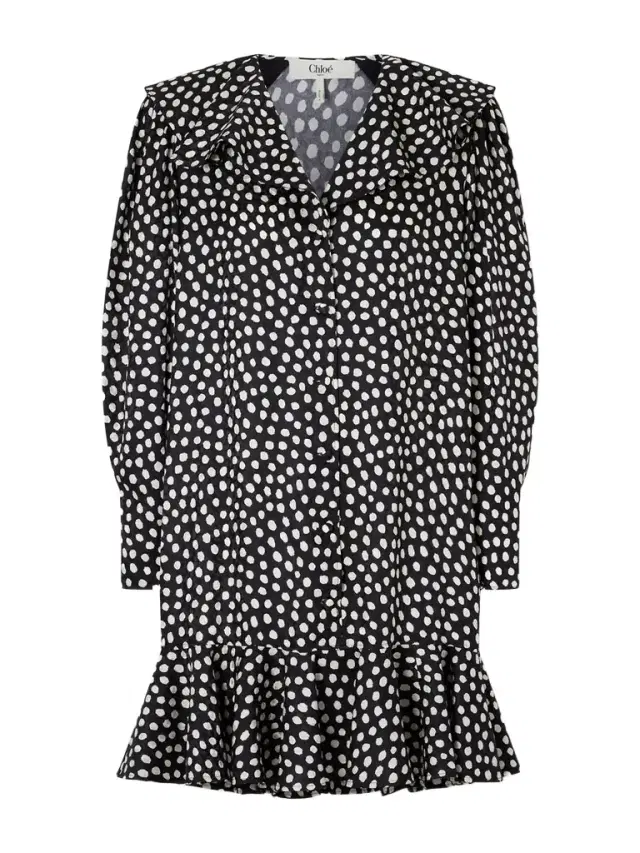 Ruffled Polka-dot Silk-jacquard Mini Dress