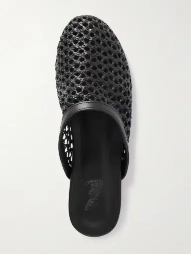 Ancient Greek Sandals The Slipper Leather-trimmed Mesh Mules | Thumbnail 5 Ancient Greek Sandals The Slipper Leather-trimmed Mesh Mules | Thumbnail 5