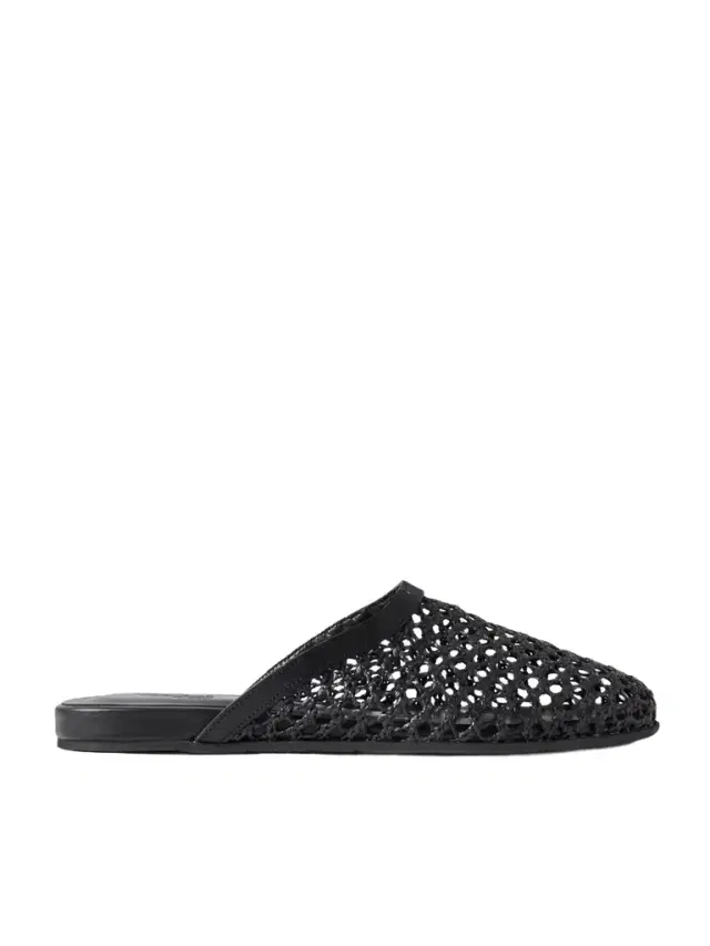 The Slipper Leather-trimmed Mesh Mules