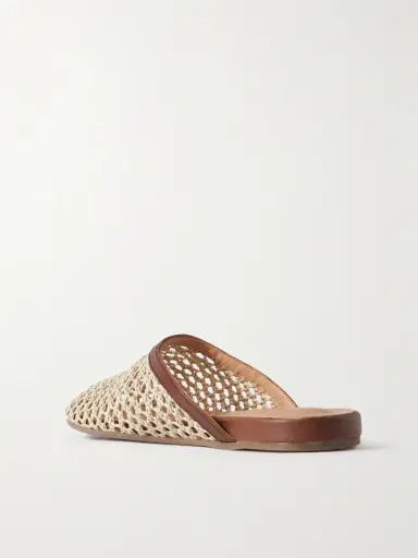 Ancient Greek Sandals The Slipper Leather-trimmed Raffia Slip-ons | Thumbnail 3
